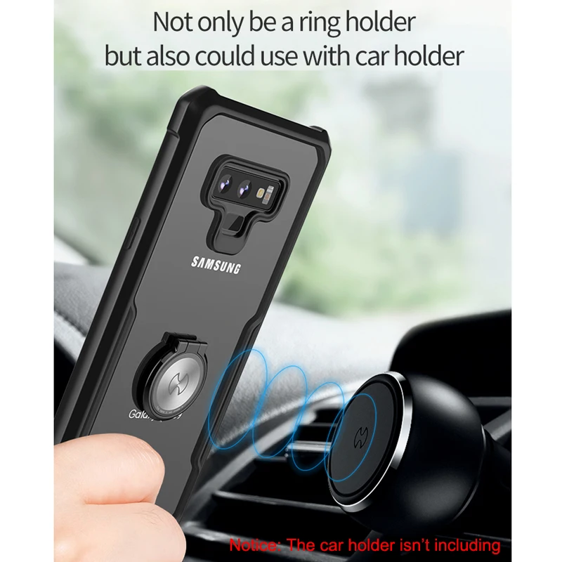 Xundd роскошный противоударный чехол для samsung Galaxy Note 9 S9 S9 Plus, Магнитная подставка, кольцо, держатель, пряжка, прозрачная задняя крышка