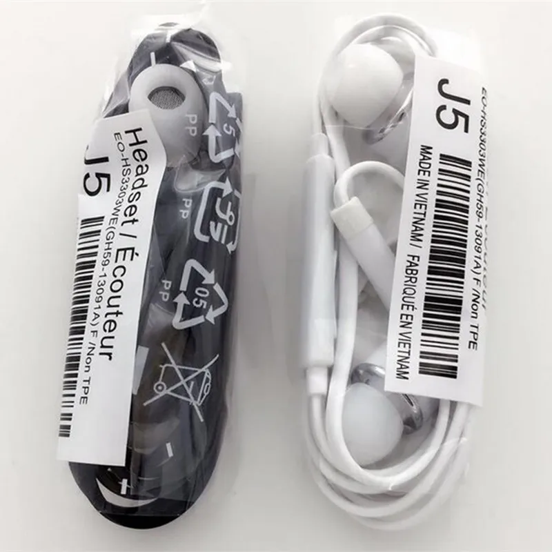 20pcs/Lot Kecesic J5 In Ear Wired Earphones Headphones Hands-free with Mic for Samsung Xiaomi