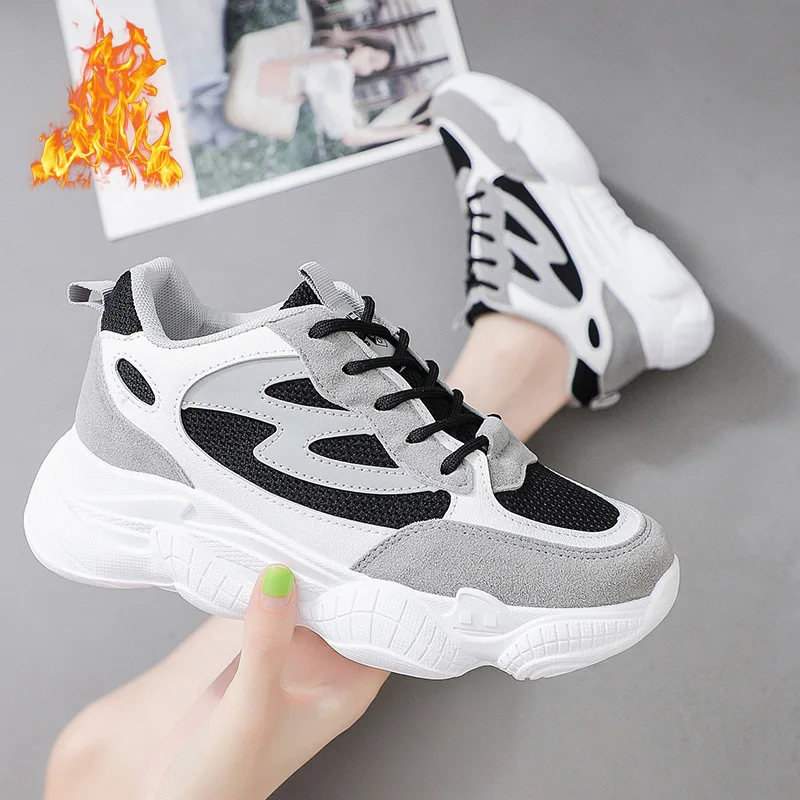 

Popular WOMEN'S Shoes 2019 Autumn And Winter New Style Dad Shoes Korean-style plus Velvet Warm Athletic Shoes Women's Versatile