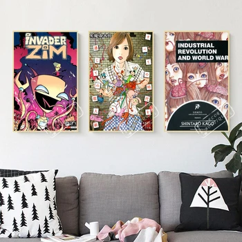 

Japanese Cartoon Invader Zim Map Poster Classic Vintage Retro Kraft Decorative Maps Wall Sticker Home Bar Posters Decor Gift