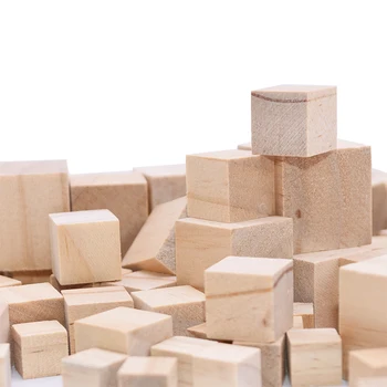 

DIY Wooden Square Blocks Unfinishedf Wooden Crafts Children Decoration Cubes Embellishment for Woodwork Gift Toy