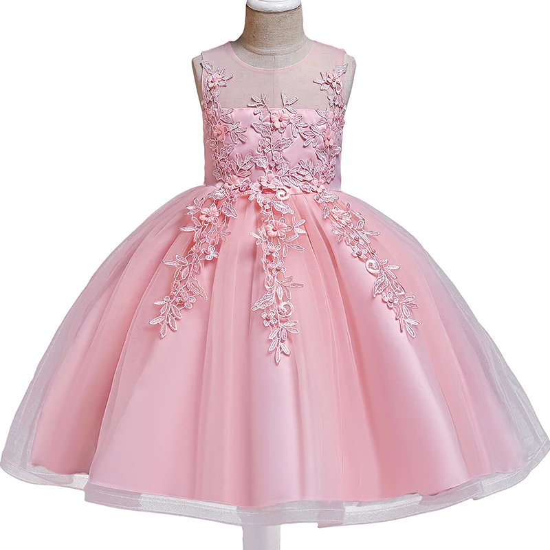 Летнее платье с цветочным узором для маленьких девочек; элегантное кружевное праздничное платье принцессы с вышивкой; детская одежда на год и день рождения для девочек