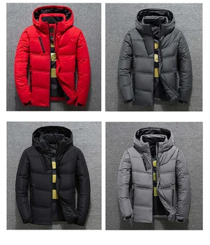 

2020 Thick Warm Men's Jacket Thermal Thick Coat Snow Red Black Parka Male Warm Outwear - White Duck Down Jacket Men