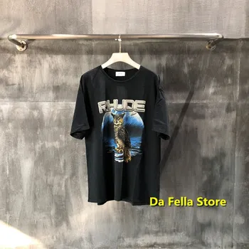 

Rhude T-shirt 2020 Men Women Owl Eagle Logo RHUDE T-shirts Oversize High Quality nighthawk Tee Short Sleeve bird Minerva Tops