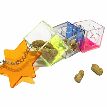 

Parrot Hanging Chewing Feeding Toy Bird Feeding Transparent Food Feeder Holder Hanging Forage Star Shaped Box Cage Toy 3 Layer