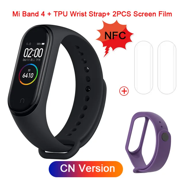NFC CN Version 8 Xiaomi mi-браслет 4 NFC Smartband пульсометр мониторинг сна Спорт mi Band 4 Водонепроницаемый Bluetooth Сенсорный экран Смарт-браслет - Цвет: NFC CN Version 8