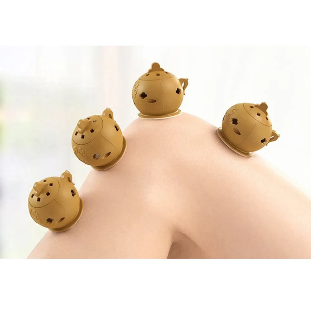 2 Pcs Body Moxibustion Box Massage Treatment Pot Health Care Tool Without Moxa Cone (Khaki) | Красота и здоровье
