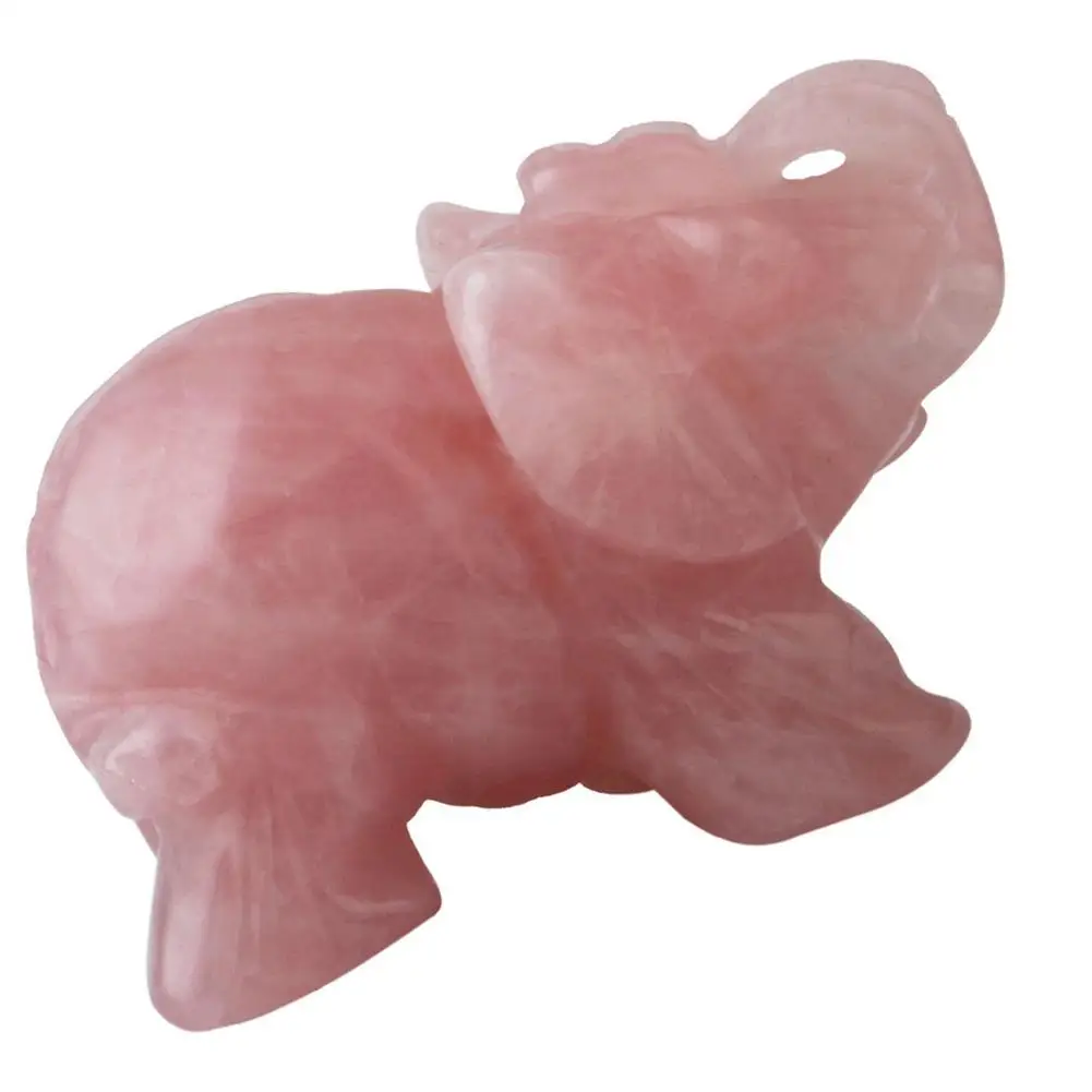 Розовый Кристалл Слон Artware украшение животное Карманный точильный камень Статуя Фигурка натуральный нефрит Орнамент резной Декор для дома ручной работы