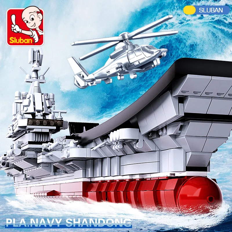 

Sluban 1:450 Shandong Aircraft Carrier Fighter Building Blocks Ship Warship Navy Soilder Modern Military Bricks Toys for Kids