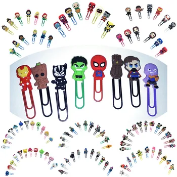 

17-26pcs Classic Cartoon Avengers PVC Bookmarks Paper Clips School Office Supply Page Holder Stationery for Teacher Student Gift