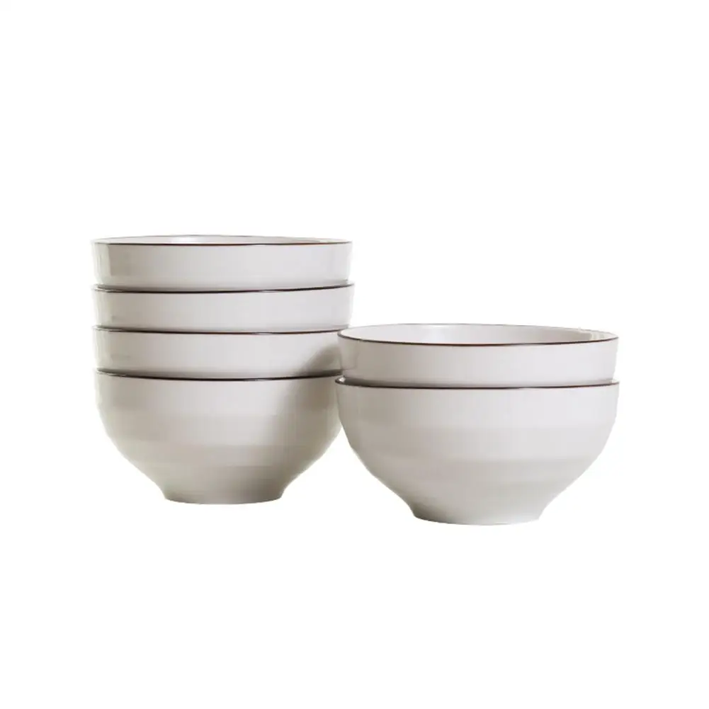 

GloryStar 6Pcs/Set Stackable Nordic Style Simple Ceramic Bowls Tableware Set