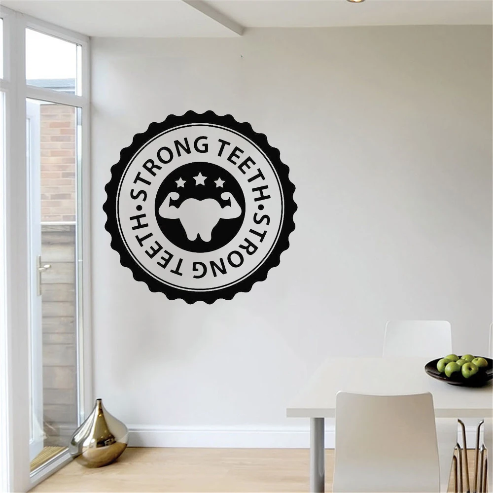 

Strong Teeth Dental Care Wall Decal Stomatology Clinic Dentist Tooth Vinyl Sticker Home Room Decor Bathroom Poster Mural LW754