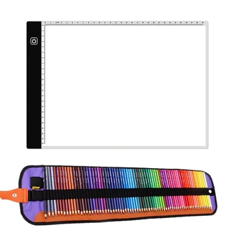 

1x A4 Light Box Tracer with Scale USB Dimmable Brightness Led & 72 Pcs Colored Pencils Including Coloring Pencils