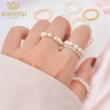 ASHIQI модные 3-4 мм Мини Маленькие натуральные кольца из пресноводного жемчуга для женщин Настоящее серебро 925 пробы ювелирные изделия для женщин подарок