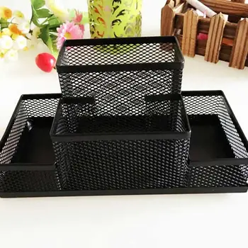 

Creative Black Plastic Pen Holder Multifunctional Hollow Office Desktop Makeup Box Organizer Student Boxes Bucket F0A4
