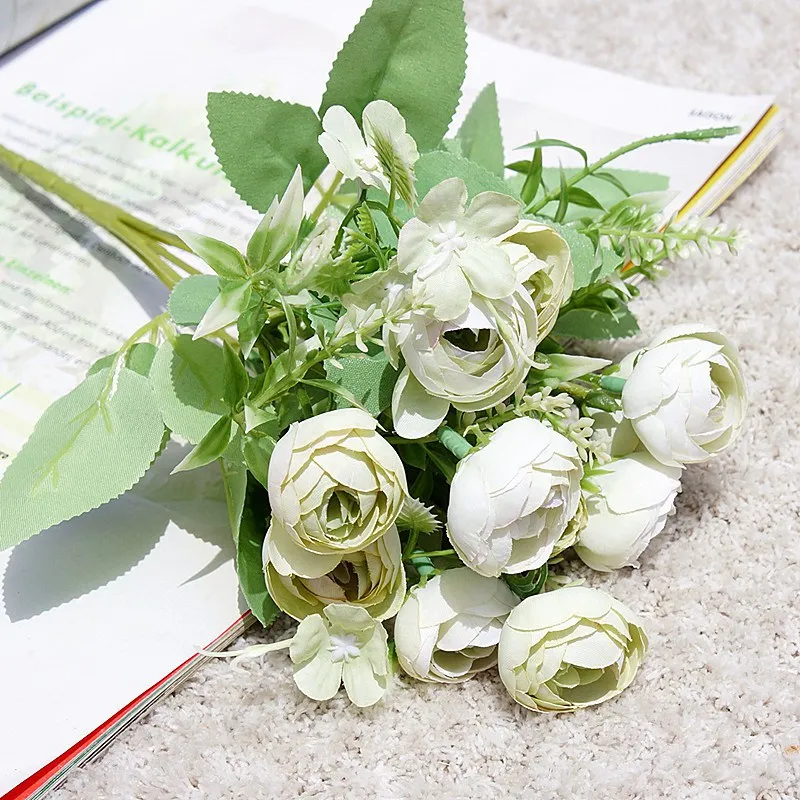 1 комплект 5 вилок Шелковый чай розы Имитация цветов для дома мягкое платье набор «Пейзаж» ручной diy свадебный материал искусственные растения