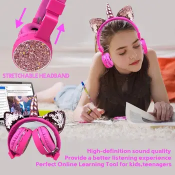 

Wireless Bluetooth Headphones For Kids Cat Ear Bluetooth Headphones Foldable Headset With Mic Study Headset