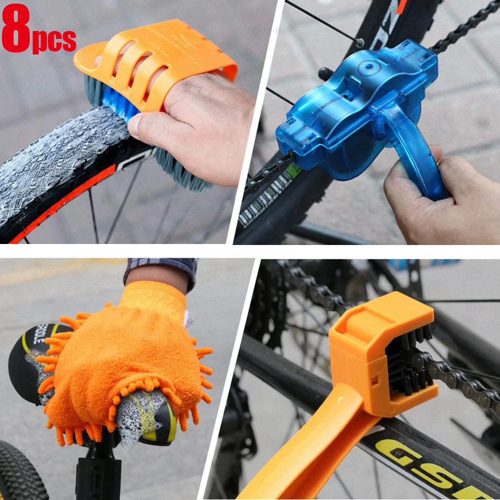 4pcs//Set Bicycle Chain Cleaner Cycling Cleaning Brushes Wash Tool Mountain Bike