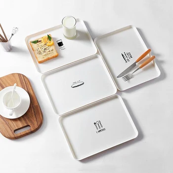 

1PCS Plastic Dessert Serving Tray Tea Breakfast Bread Tray Snack Plate Storage Plates Square Accessories Cosmetics Dish