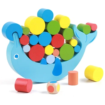 

Balancing Stacked Baby Early Learning Toy Dolphin Balance Colorful Early Development Wood Blocks Toys