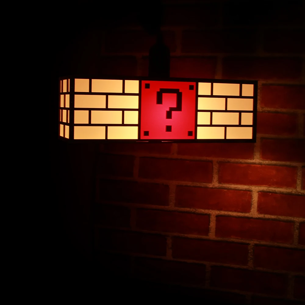 Красочная креативная Подвесная лампа для видеоигр с блоком вопросов, деревянный Потолочный подвесной светильник, элегантная лампа, подарок для любителей игр, детей
