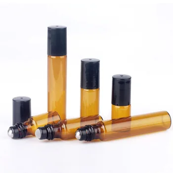 

5Pcs/set 2/3/5/10ml Brown Bottle Essential Oil Eye Cream Ball Refillable Bottles Vial Container Liquid Dispensers Accessories