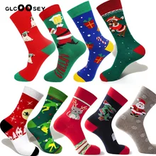 Рождественские носки с изображением снежного лося, подарок, хлопковые носки с принтом «PEONFLY», новинка года, осенне-зимние рождественские носки для мужчин, Веселый новогодний Санта-Клаус