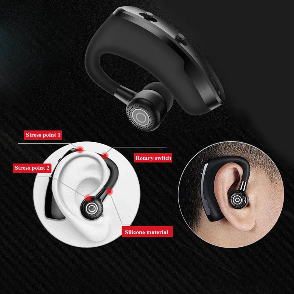 V9 Bluetooth Earphone Handsfree Wireless Headset Business Headset Drive Call Noise Canceling Voice Recognition Bluetooth Headset
