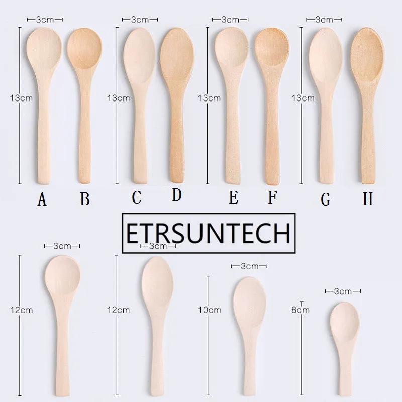 1000 шт./лот 13 см миниатюрная деревянная ложка Кухня кухонная ложка приправы посуда Кофе круглая ложка для мороженого кухонный инструмент