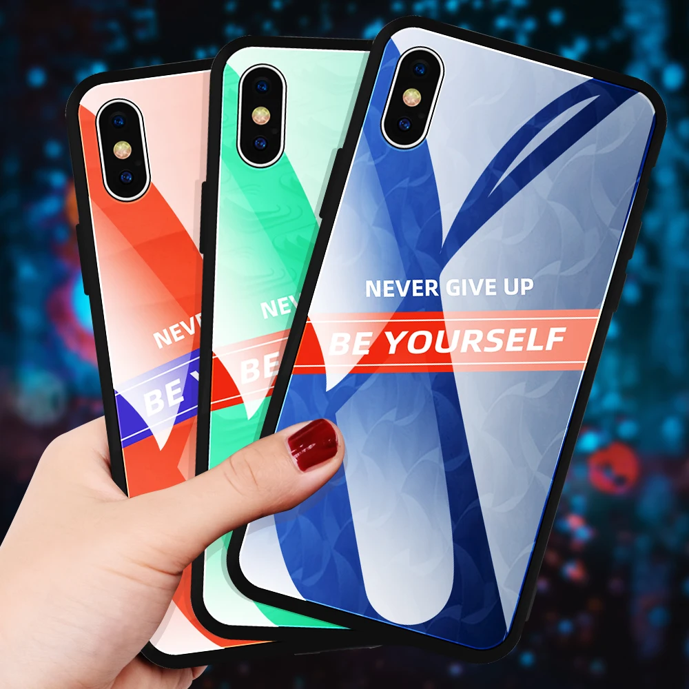 

Ultra Thin Tempered Glass Case On The For iPhone 11 Pro Max 7 8 6s 6 Plus X XR XS Max Gradient Phone Case Cover Protective Coque