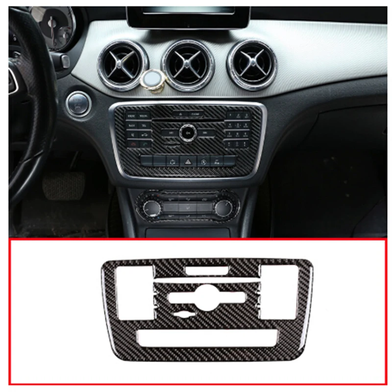 

For Mercedes Benz GLA CLA A Class W176 C117 X156 2015-18 Real Carbon Fiber Car Center Console CD Decoration Sticker Accessories