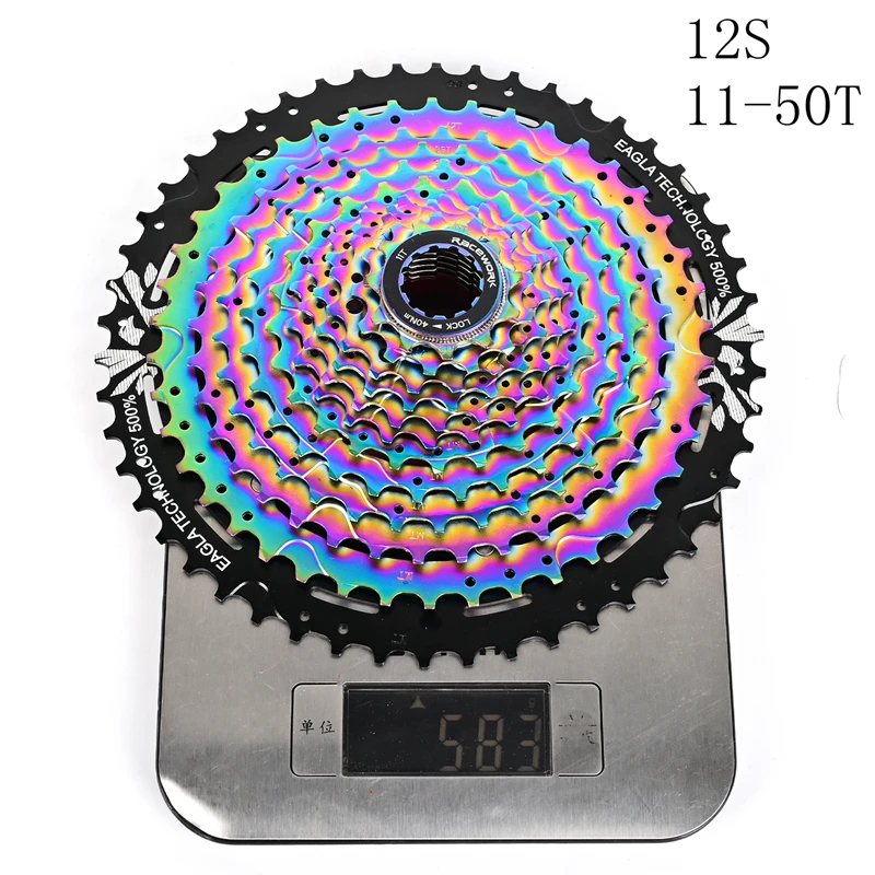 RACEWORK Bicycle FreeWheel Mountain Bike Card Aluminum Alloy Rainbow Color 8 9 10 11 speed 50T 12 speed 11-50T large gear plate