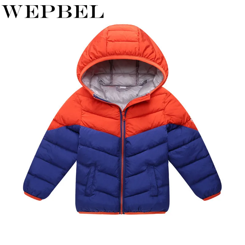 WEPBEL/зимняя детская верхняя одежда теплое пальто с капюшоном одежда с хлопковой подкладкой пуховик для мальчиков и девочек детские куртки унисекс