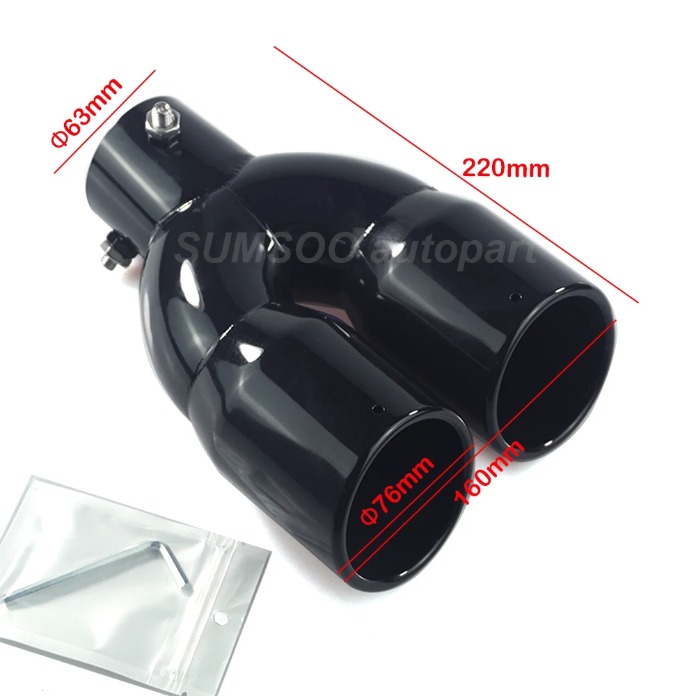 Universal Car Inlet Double Barrel Rear Exhaust Tip Tail Pipe Muffler ...