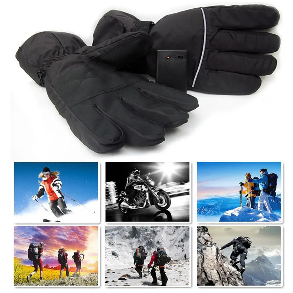 4,5 в электрические перчатки с батарейным блоком питания для лыжного спорта, ветрозащитные хлопковые перчатки с подогревом, пять пальцев, перчатки с подогревом