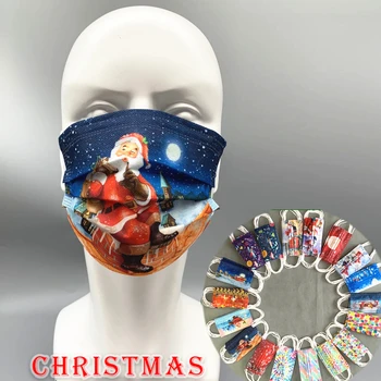 

Christmas Party Disposable Masks for Adults 50 Pcs Cartoon Xmas Party Mouth Cover Mask 3 Layers Face Mask Meltblown Protection