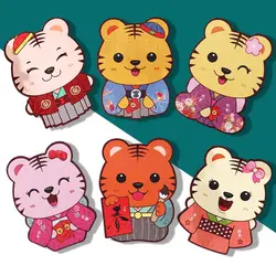 Kawaii – enveloppe rouge tigre en trois dimensions, nouvelle collection, colorée, dessin animé mignon, créatif, dur, épaissi, nouvel an, 2022 