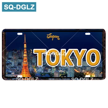 

[SQ-DGLZ] Japan TOKYO License Plate Tin Sign Vintage Metal Sign Bar Wall Decoration Home Decor Painting Plaques Art Poster