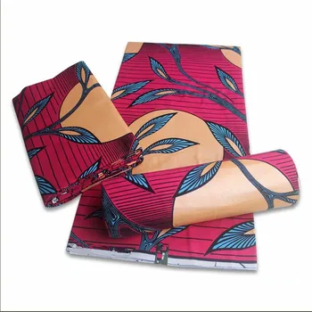 

New African red Golden Wax Fabric Cotton Material High Quality Print Stretch Nigerian Ankara For Sewing 6yards Women Dress