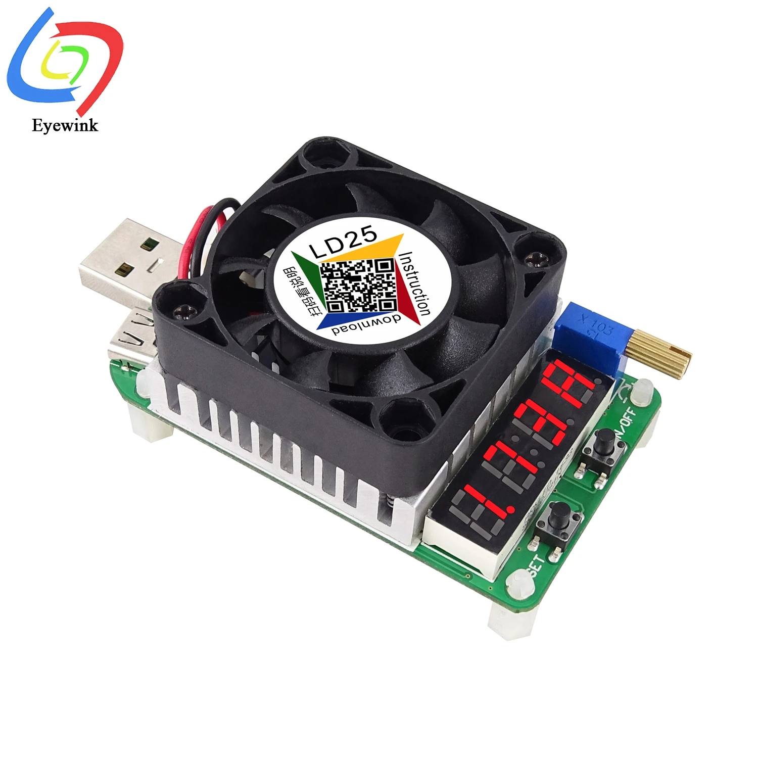 LD25 LD35 USB интерфейс электронный нагрузочный резистор разрядный аккумулятор тест светодиодный дисплей вентилятор регулируемый ток напряжение 25 Вт