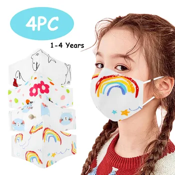 

4PC Kids Children Outdoor Breathable Facial Mask Washable Mouth Mask Face Mask Face Shield Cloth Reusable mondmasker