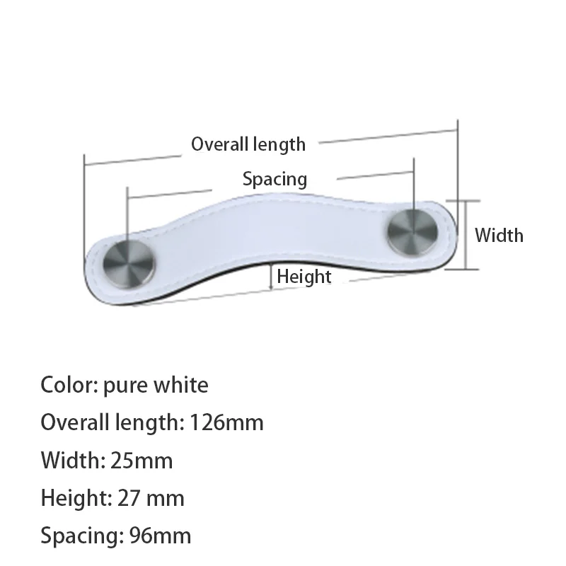 Кожаная ручка для мебели, современный минималистичный стиль, кожаная ручка, Детская дверная ручка, ручка для ящика шкафа - Цвет: 96 hole white