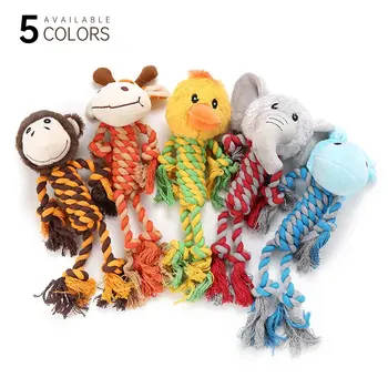 

Dog Chew Squeak Toys Fleece Rope Interactive Toy Animals Soft Plush Puppy Chew Toy Pet Dogs Cat Molar Training Toy Supplies^_^