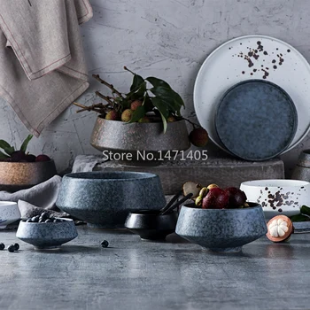 

Creative Western-style tableware Ceramic Rice Bowl Vegetable Bowl Noodle Bowl Soup Bowl Retro Large Bowl Dessert Bowl SaladBowl