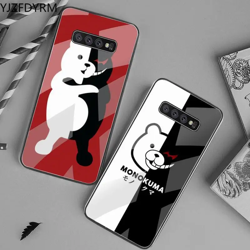 

YJZFDYRM Cute Kumamon Danganronpa Monokuma Phone Case Tempered Glass For Samsung S20 Plus S7 S8 S9 S10 Plus Note 8 9 10 Plus