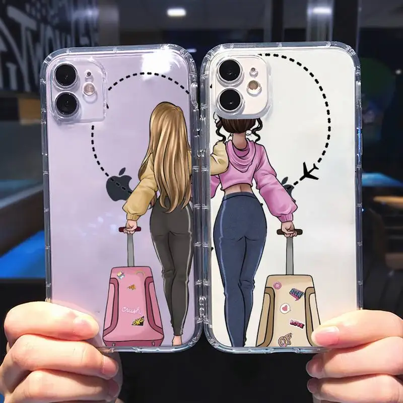 Best Friends forever girl travel are Phone Case Transparent soft For iphone 5 5s 5c se 6 6s 7 8 11 12 plus mini x xs xr pro max | Мобильные