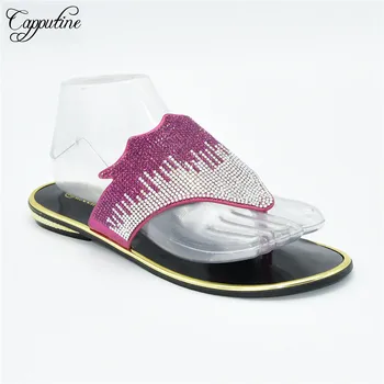

Pretty fuchsia party slippers elegant lower heel shoes with rhinestones for lady 88-24, heel height 2cm,