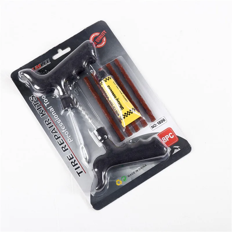

Car Tire Repairing Tools Set Tire Repair Kit Fixing a Quick Emergency Tire Repair Kit 8-Piece Set Wholesale
