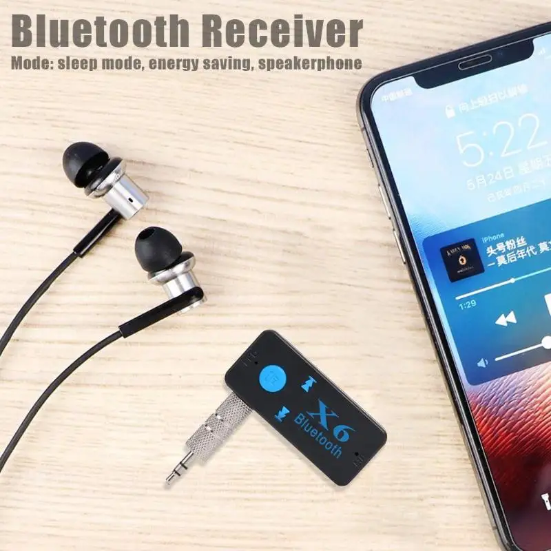 Лидер продаж bluetooth приемник Классический Нежный X6 3,5 мм AUX Беспроводной автомобиля bluetooth-аудиоресивер 4,2 адаптер Поддержка TF карты