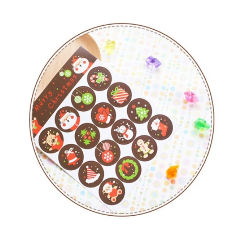 

160 Pcs/lot Christmas Santa Claus Series Decorative Round paper Stickers DIY Album Sealing Label Envelope Gift Favor Box Bags